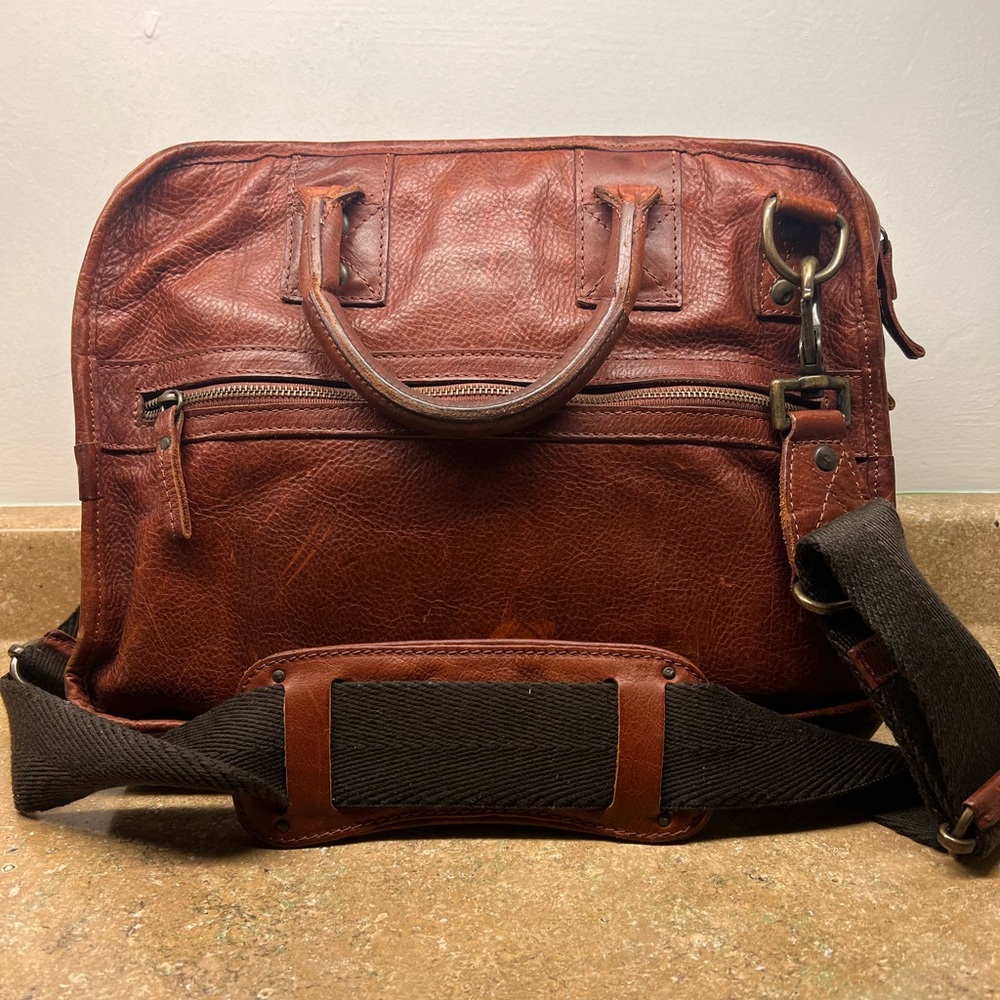 HANK LEATHER SATCHEL-COGNAC-EXCELLENT CONDITION